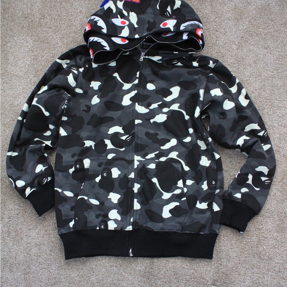 Bape Black and Gray Camouflage Jacket